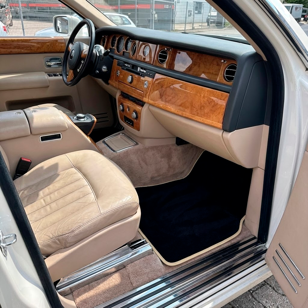 Leather Floor Mats For Rolls Royce Black Badge Phantom 2003–2016 Black - AutoWin