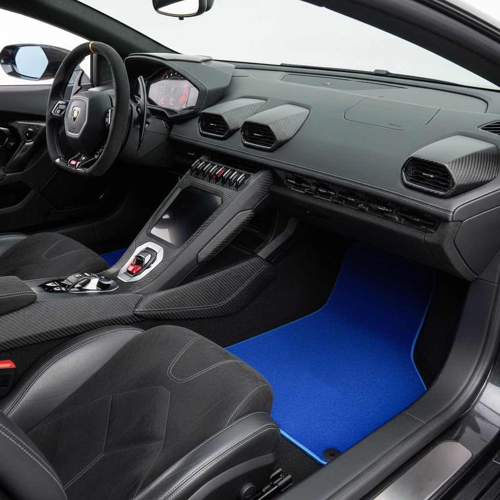 Customizable Leather Floor Mats with Divario Pattern for Lamborghini Huracan STO (2021-2024) - AutoWin