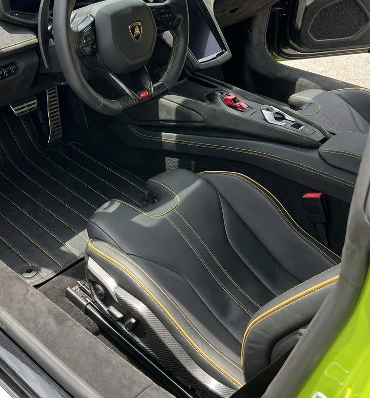 Customizable Leather Floor Mats with Line Pattern for Lamborghini Temerario (2025-2026) - AutoWin