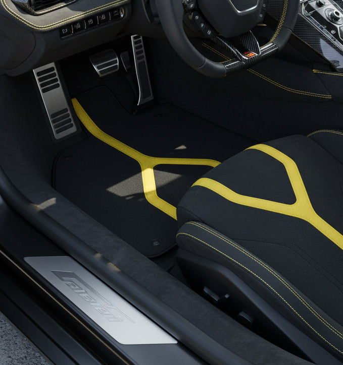Customizable Leather Floor Mats with Triangle Pattern for Lamborghini Sian (2020-2022) - AutoWin