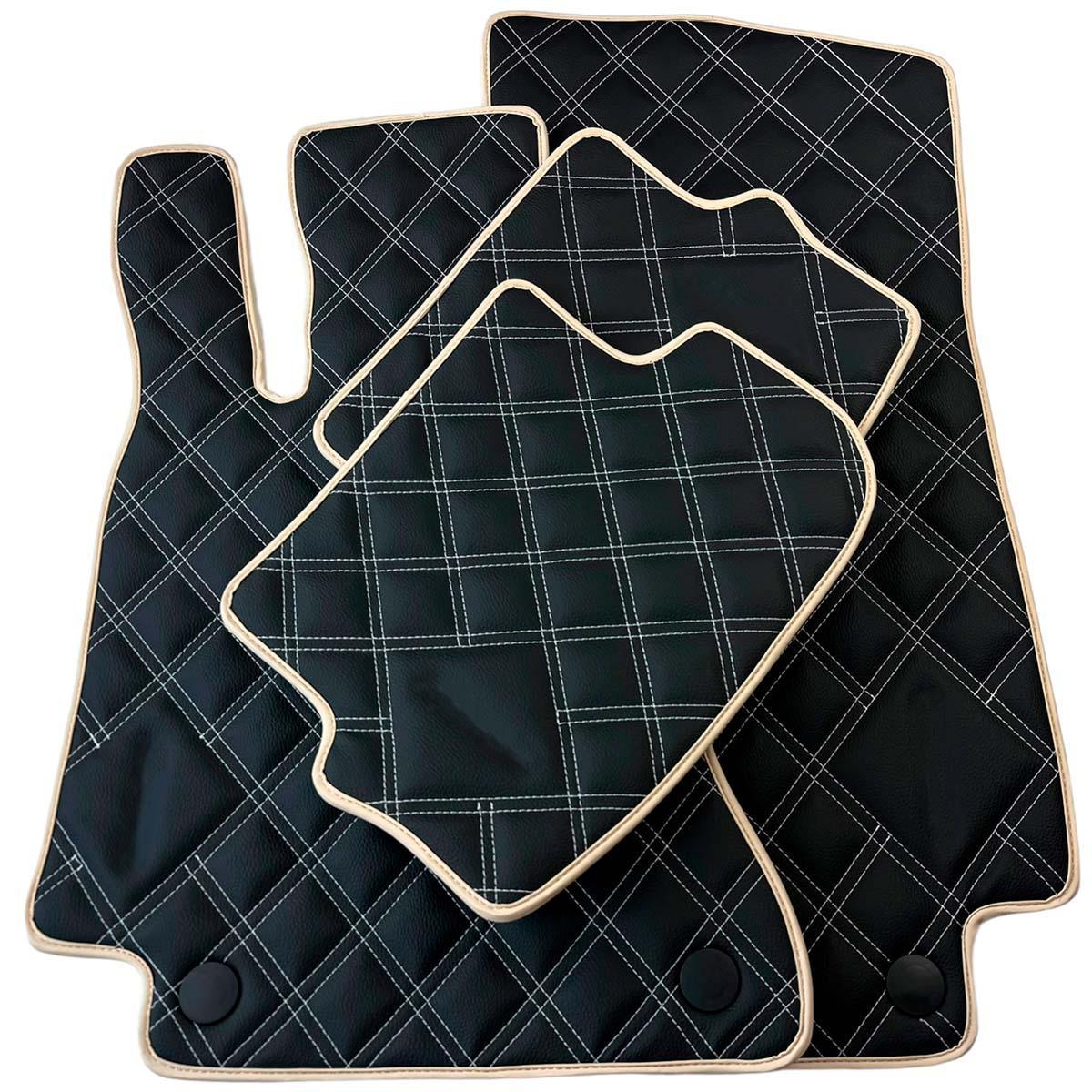 Customizable Black and Beige Trim Floor Mats For Mercedes Benz B-Class W246 (2011-2019) - AutoWin