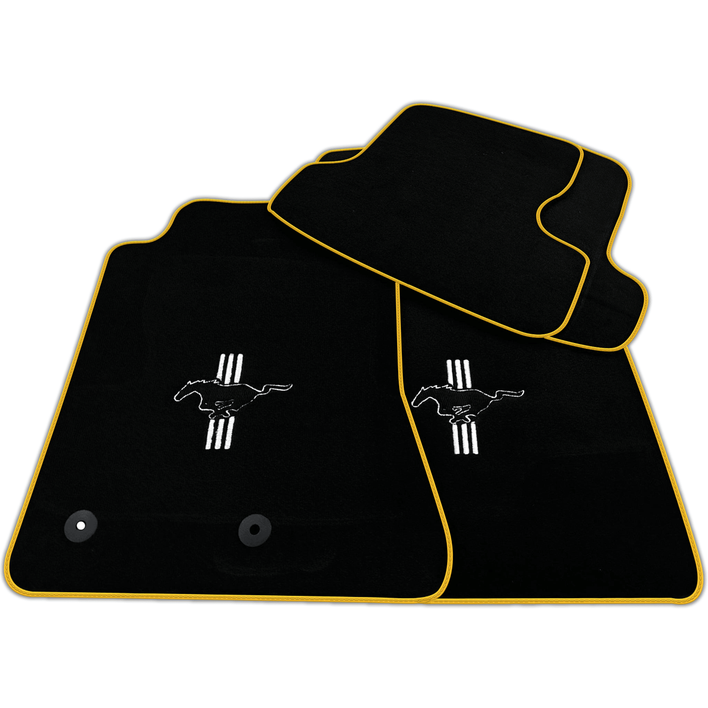 Black Floor Mats For Ford Mustang VI (2015-2023) with Pony | Various Trim Colors