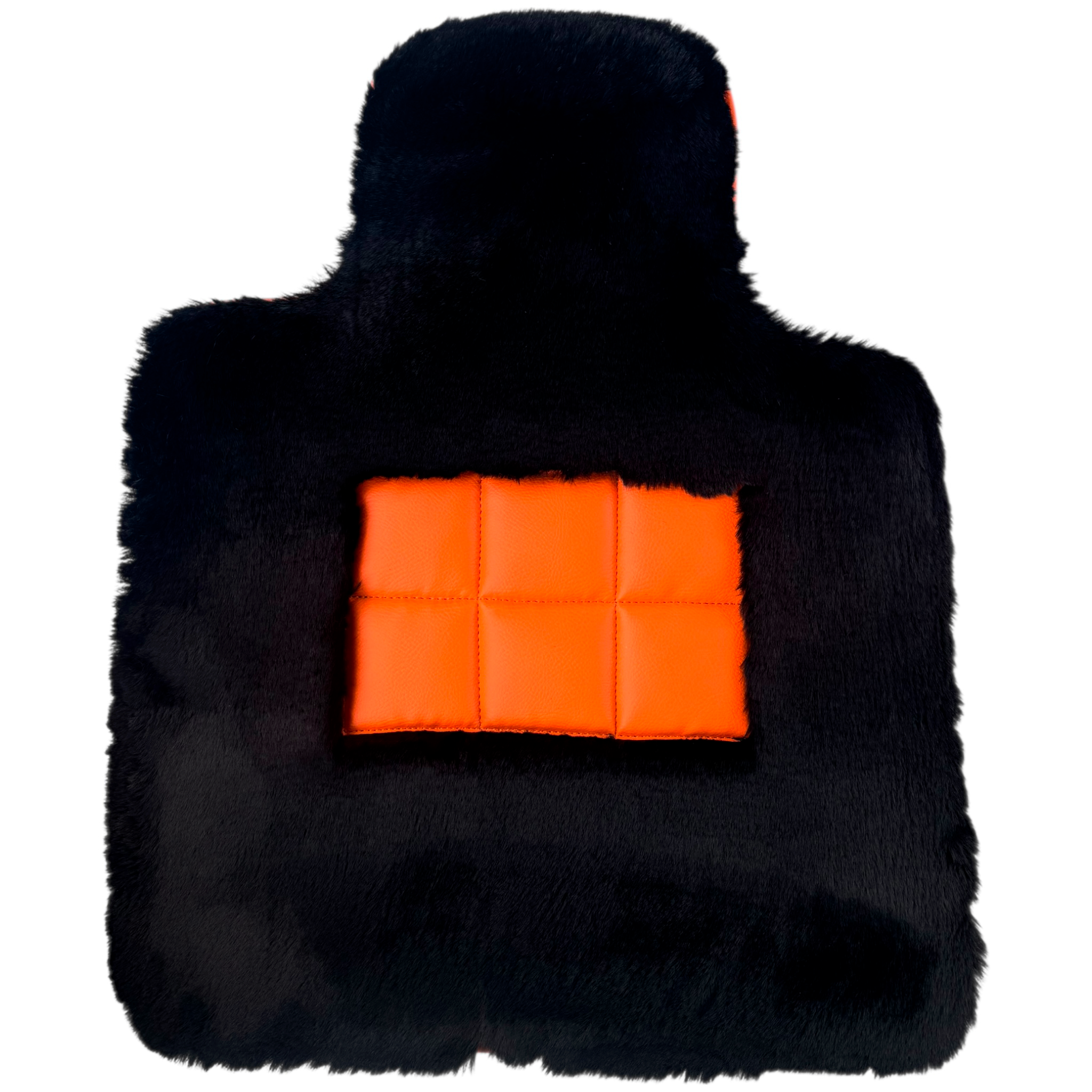 Black Sheepskin Floor Mats for Rolls-Royce Spectre (2023-2024) Orange Leather Trim