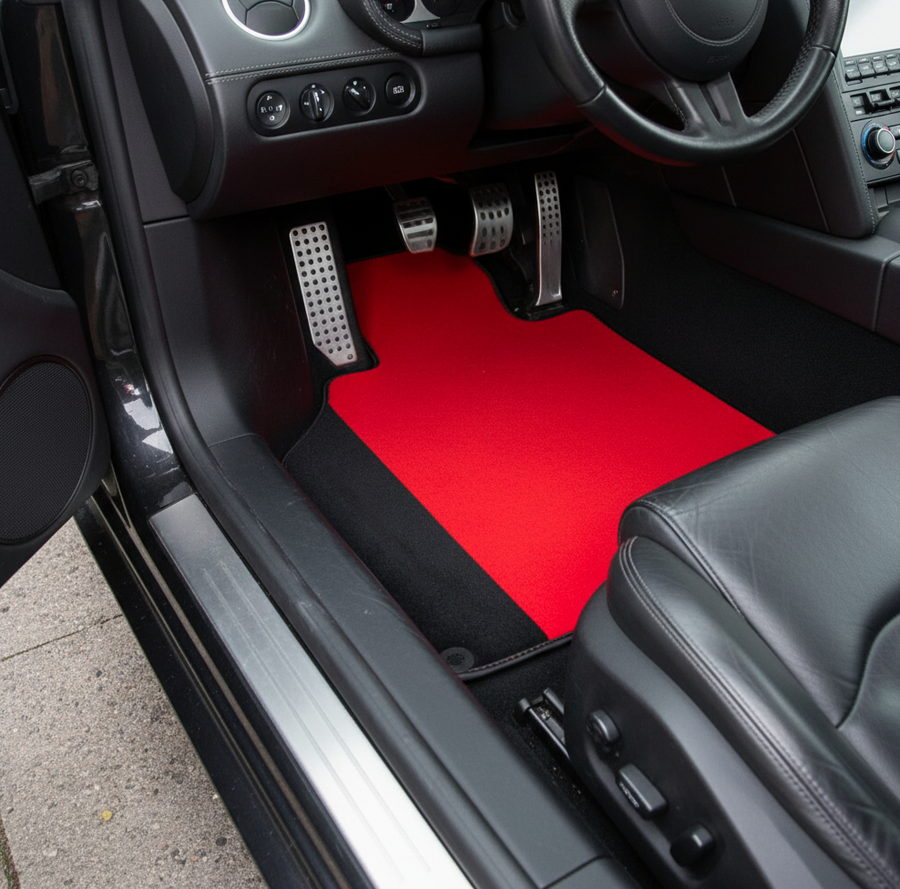 Tapetes vermelhos personalizados para Lamborghini Gallardo com couro Alcantara