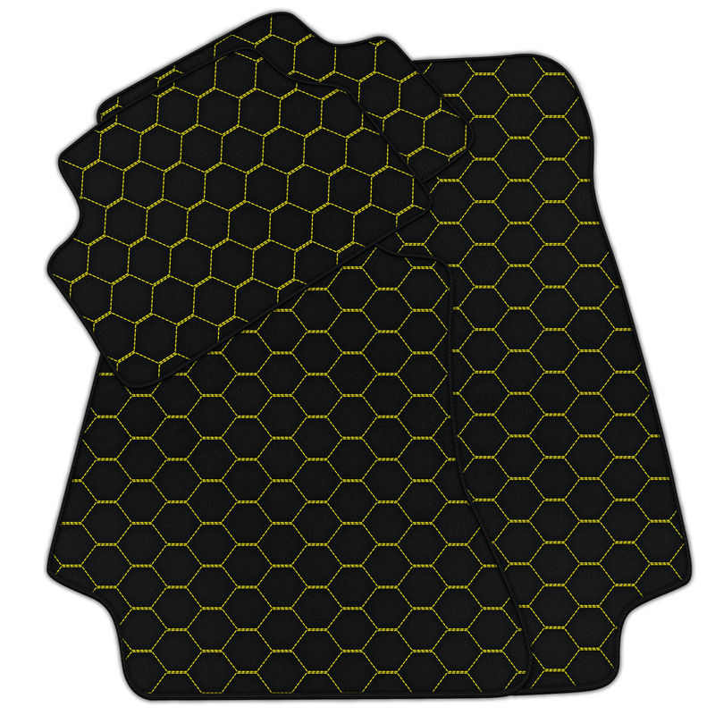 Customizable Leather Floor Mats with Symmetrical Hex Pattern for Mercedes Benz CLK-Class A208 Convertible (1998-2003)