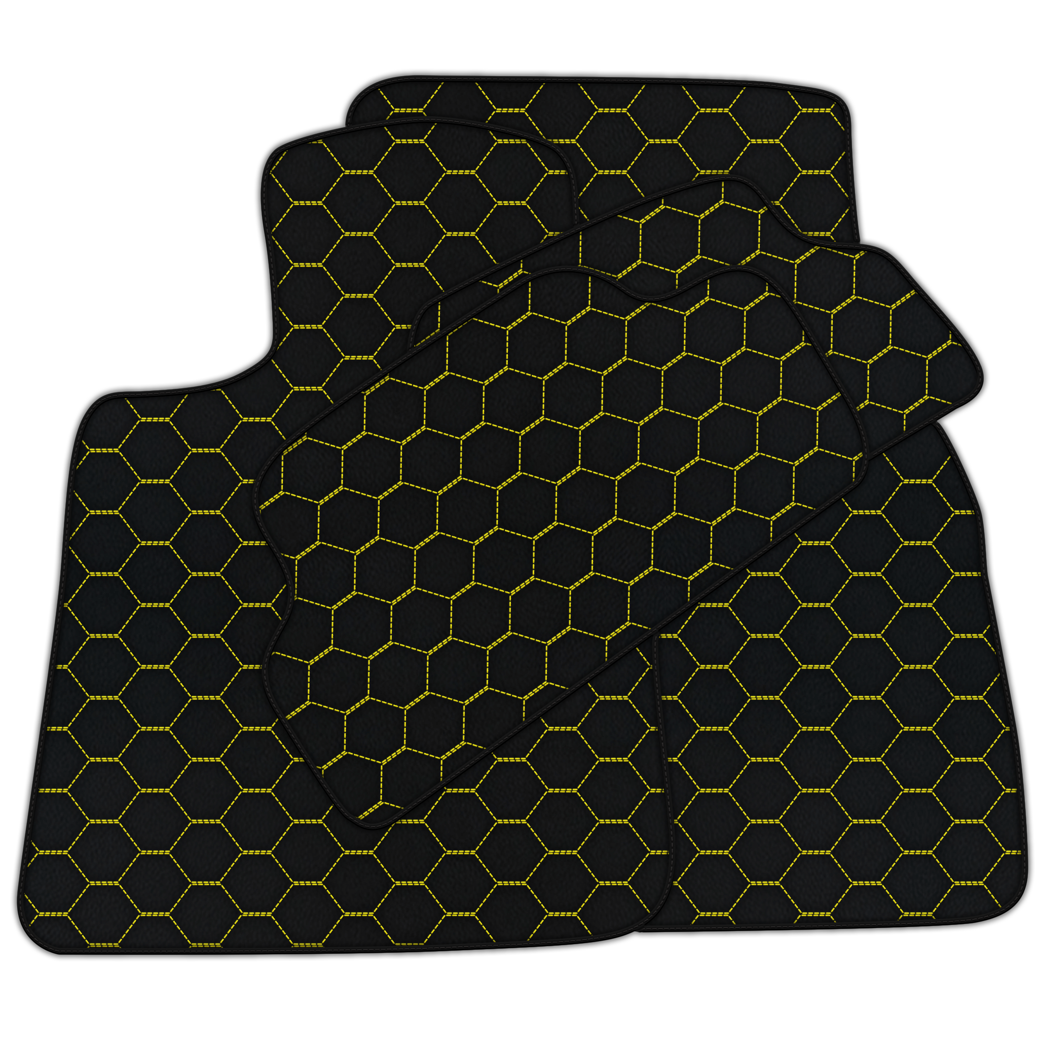 Customizable Leather Floor Mats with Symmetrical Hex Pattern for Mini Cooper / One F56 3-Doors (2014-2023)