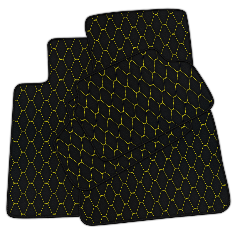 Mats de carro de couro personalizáveis com padrão hexagonal vertical para BMW E36 Hatchback Coupé (1998-2002)