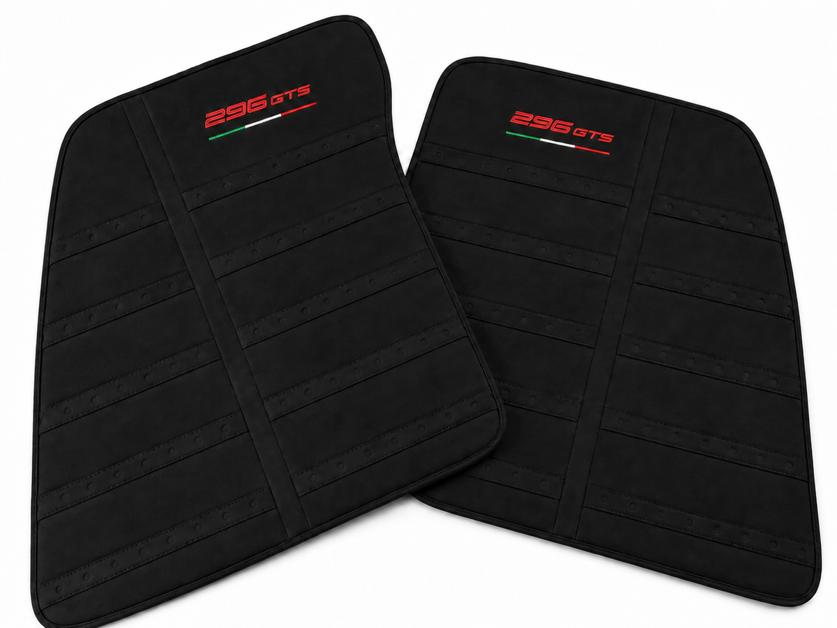 Tapetes de carro de couro personalizáveis com padrão hexagonal para Ferrari 296 GTS (2022-2025)