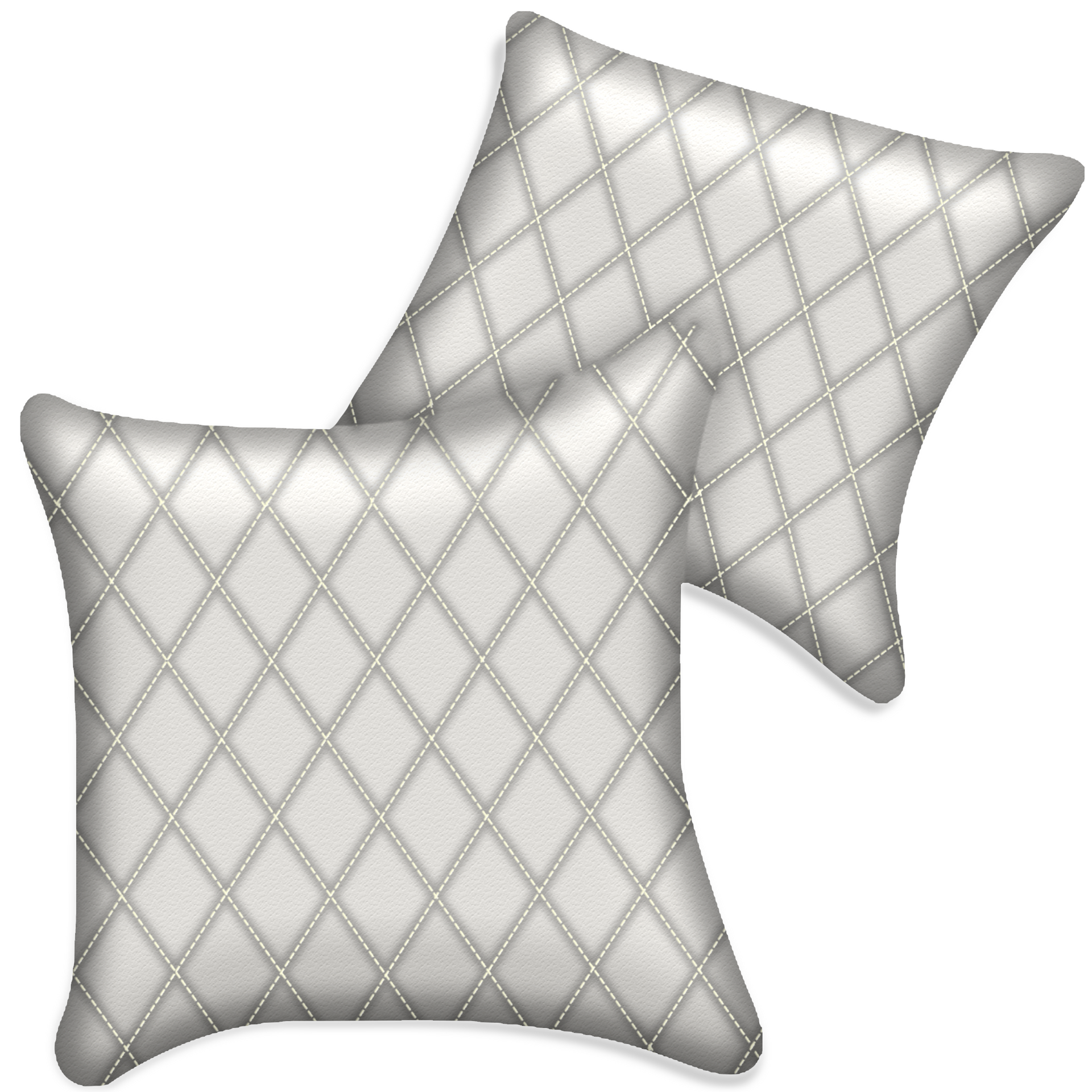 Customizable White Leather Pillows Set of 2 for All Vehicles | Single Diamond Pattern