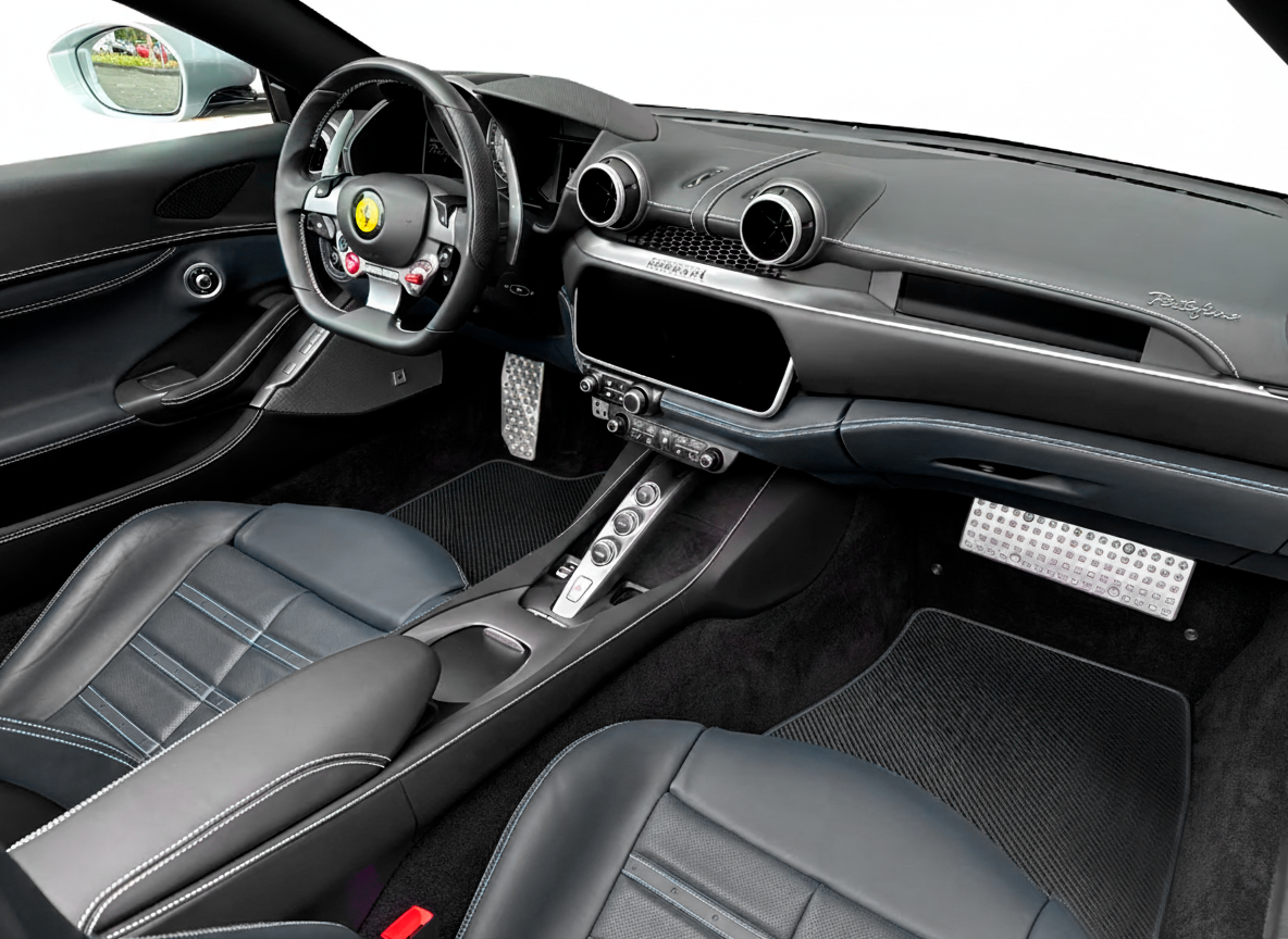 Mats de carro de couro de fibra de carbono para Ferrari Portofino (2018-2023)