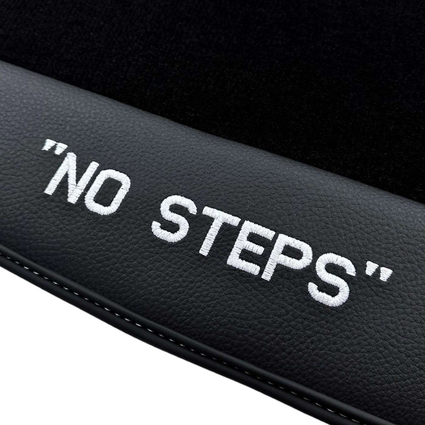 Black Floor Mats for A4 - B9 Avant (2019-2023) | "NO STEPS" Fluorescent Logo - AutoWin