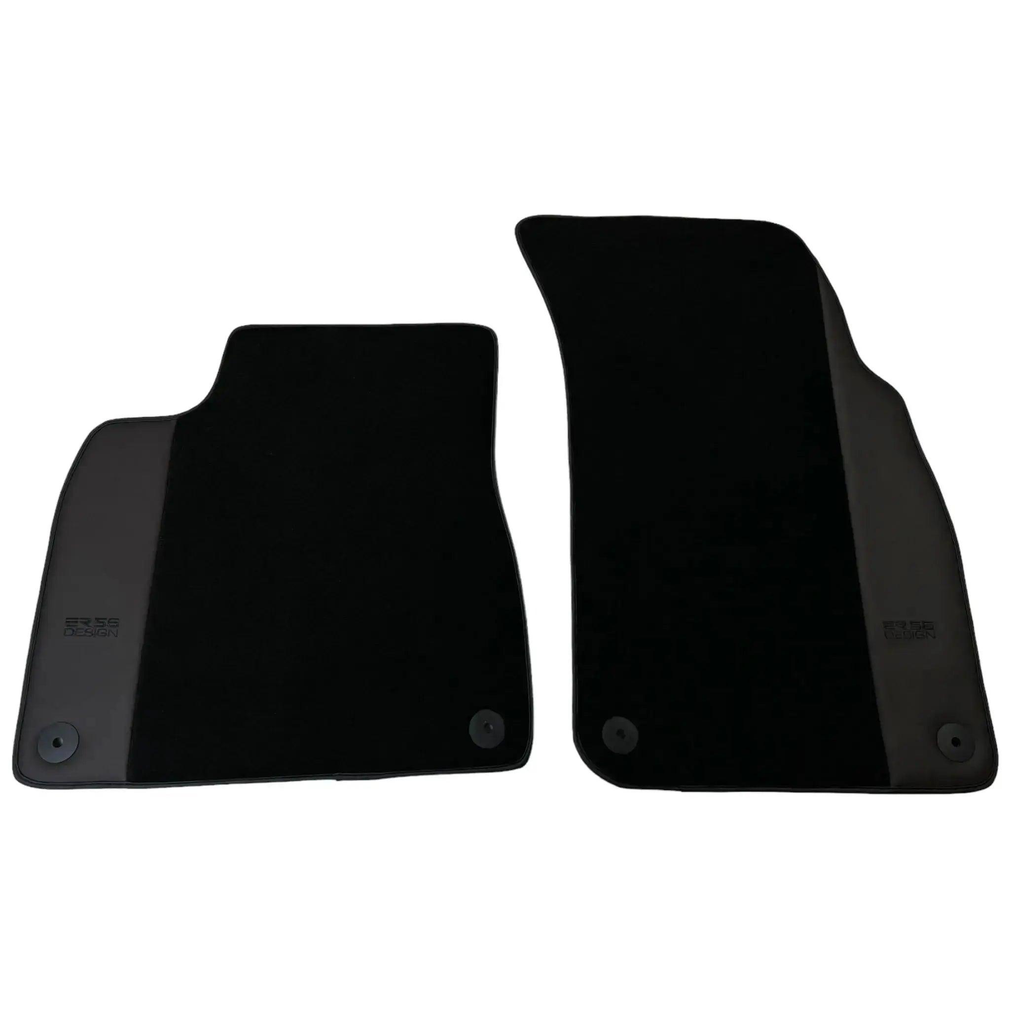 Black Floor Mats for Audi Q8 e-tron (2023-2025) with Dark Brown Leather | ER56 Design - AutoWin