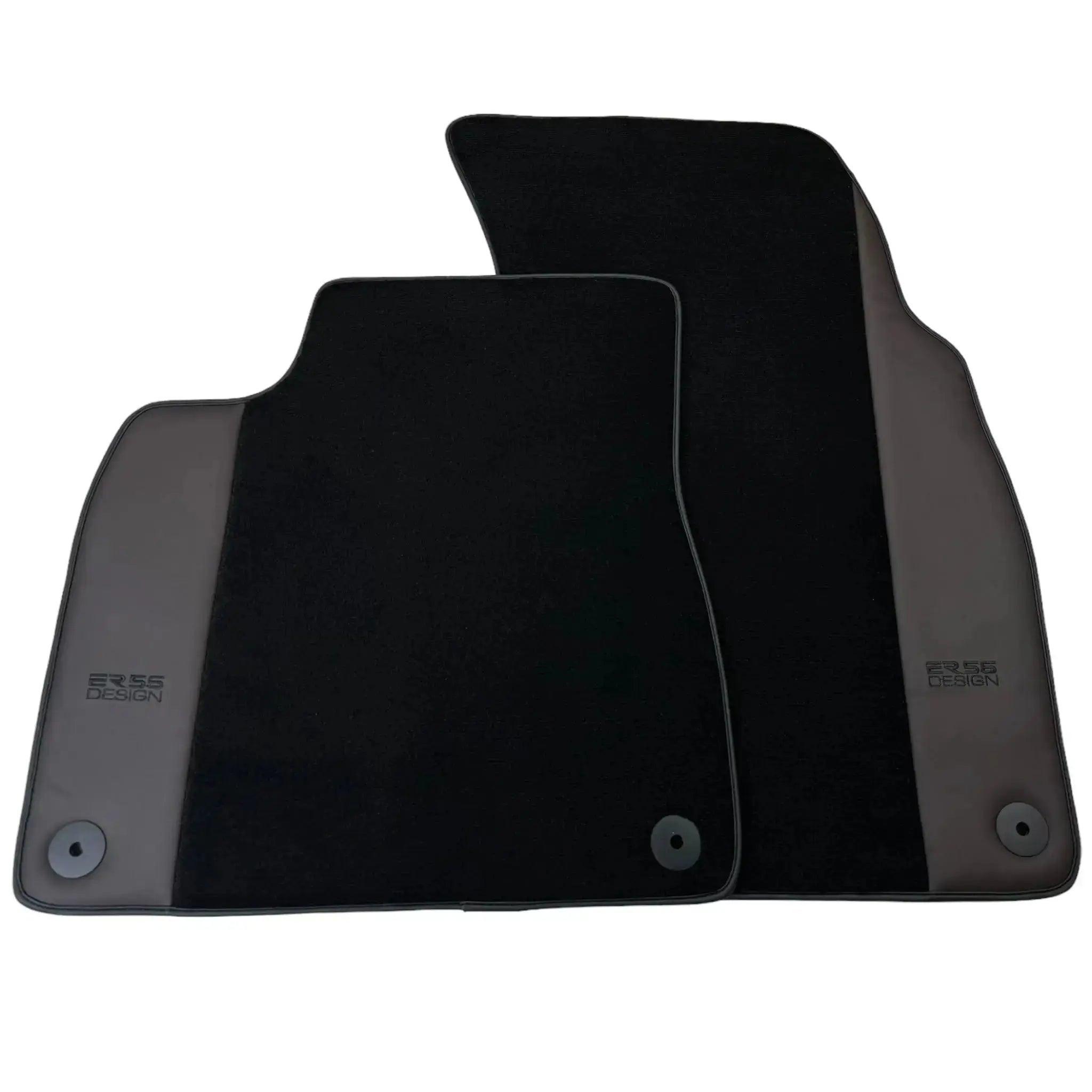 Black Floor Mats for Audi Q8 e-tron (2023-2025) with Dark Brown Leather | ER56 Design - AutoWin