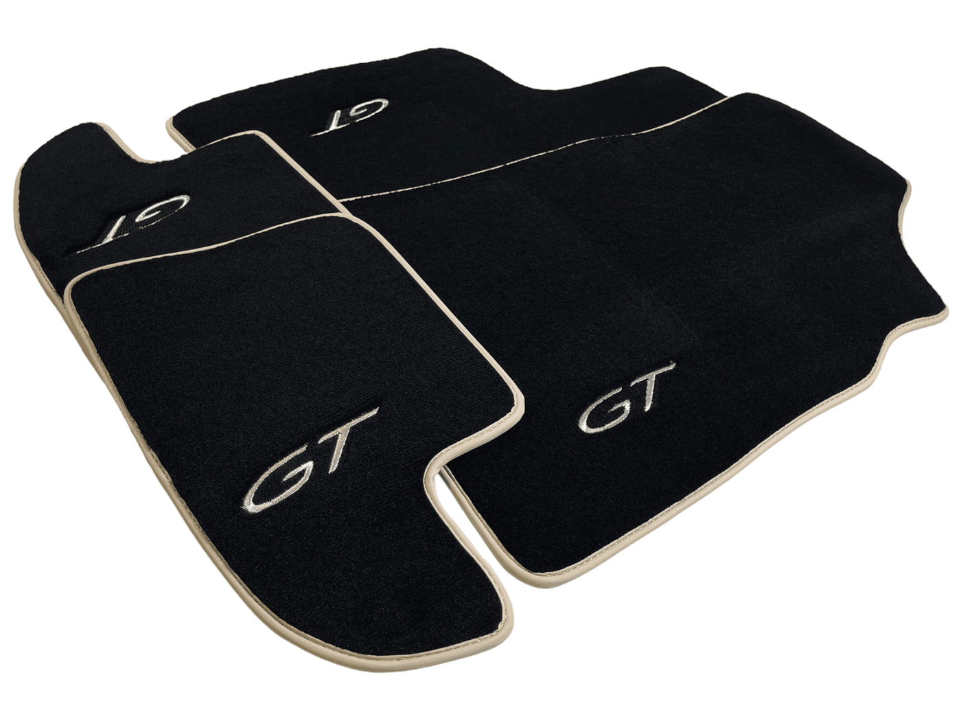 Black Floor Mats For Bentley Continental GTC (2011-2018) With Beige Trim - AutoWin