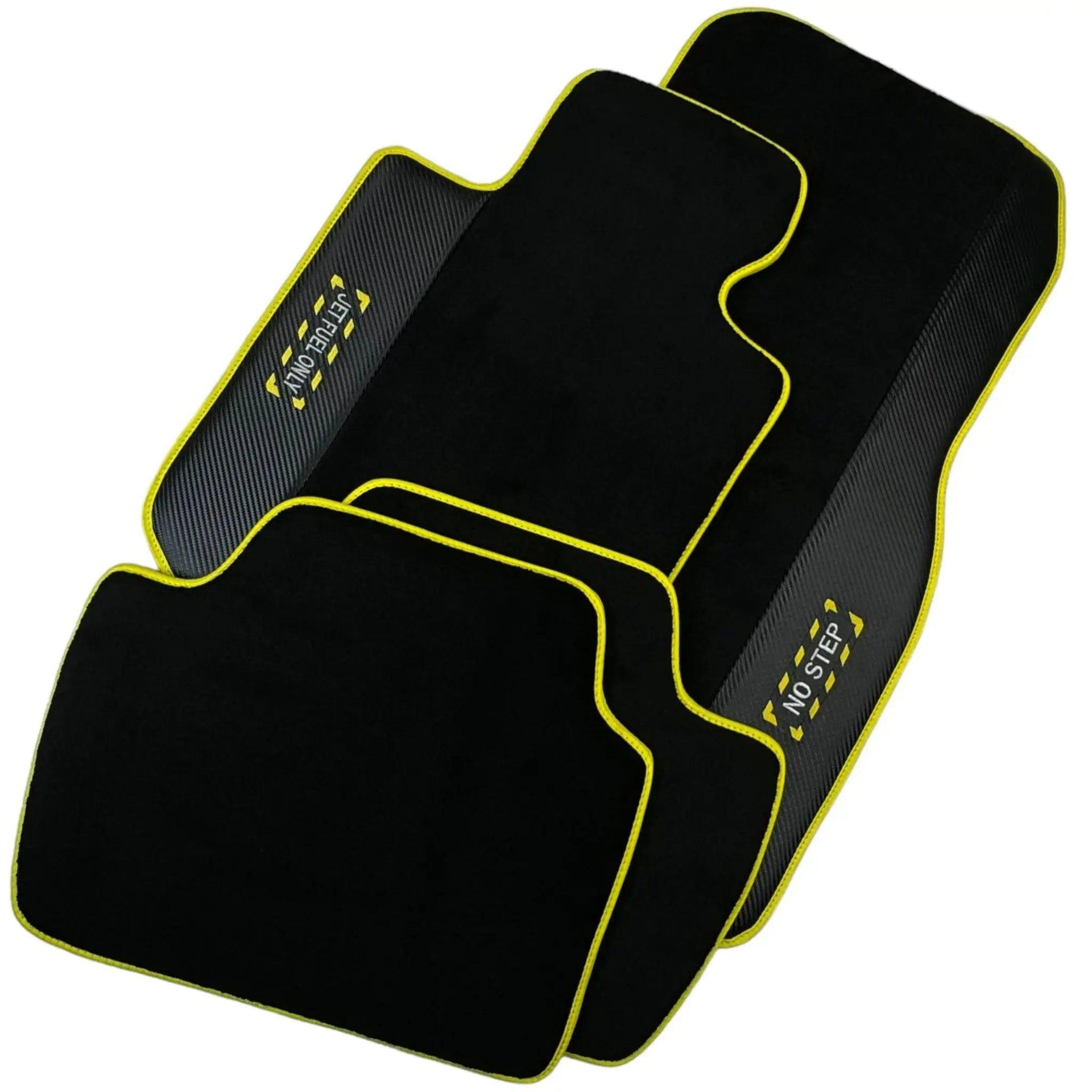 Black Floor Mats For BMW 3 Series E90 | Fighter Jet Edition | Yellow Trim - AutoWin