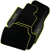 Black Floor Mats For BMW X1 Series F48 | Fighter Jet Edition | Yellow Trim - AutoWin