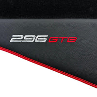 Black Floor Mats for Ferrari 296 GTB (2022-2024) with Leather and Red Trim - AutoWin
