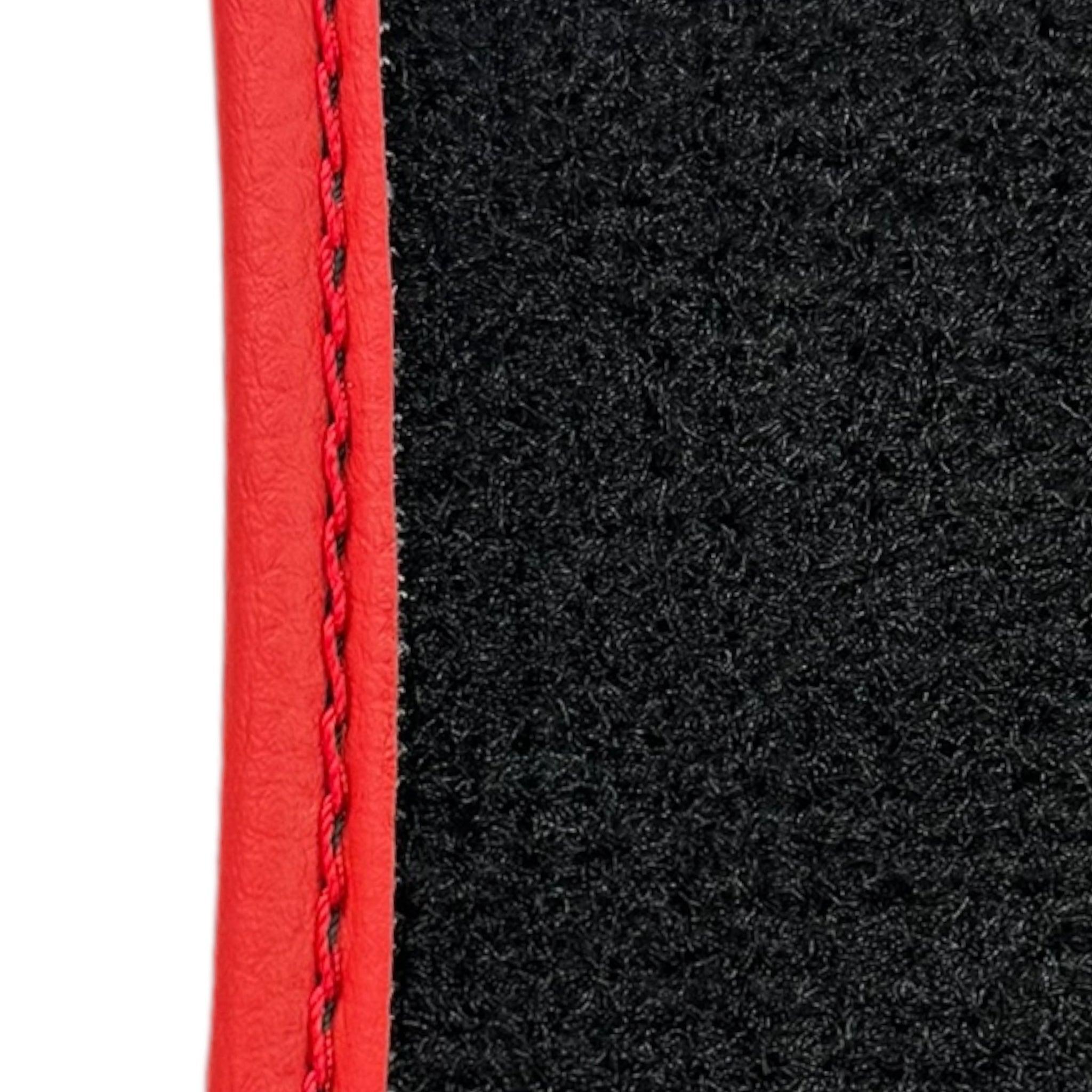 Black Floor Mats for Ferrari 296 GTS (2022-2024) with Leather and Red Trim - AutoWin