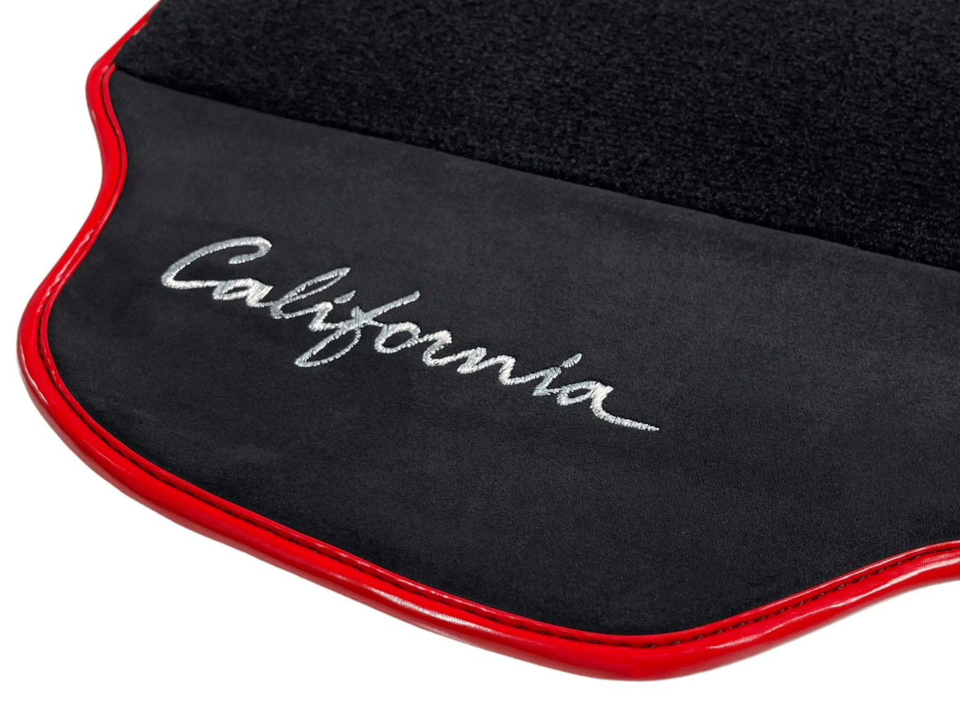 Black Floor Mats For Ferrari California 2008-2014 With Alcantara Red Trim - AutoWin