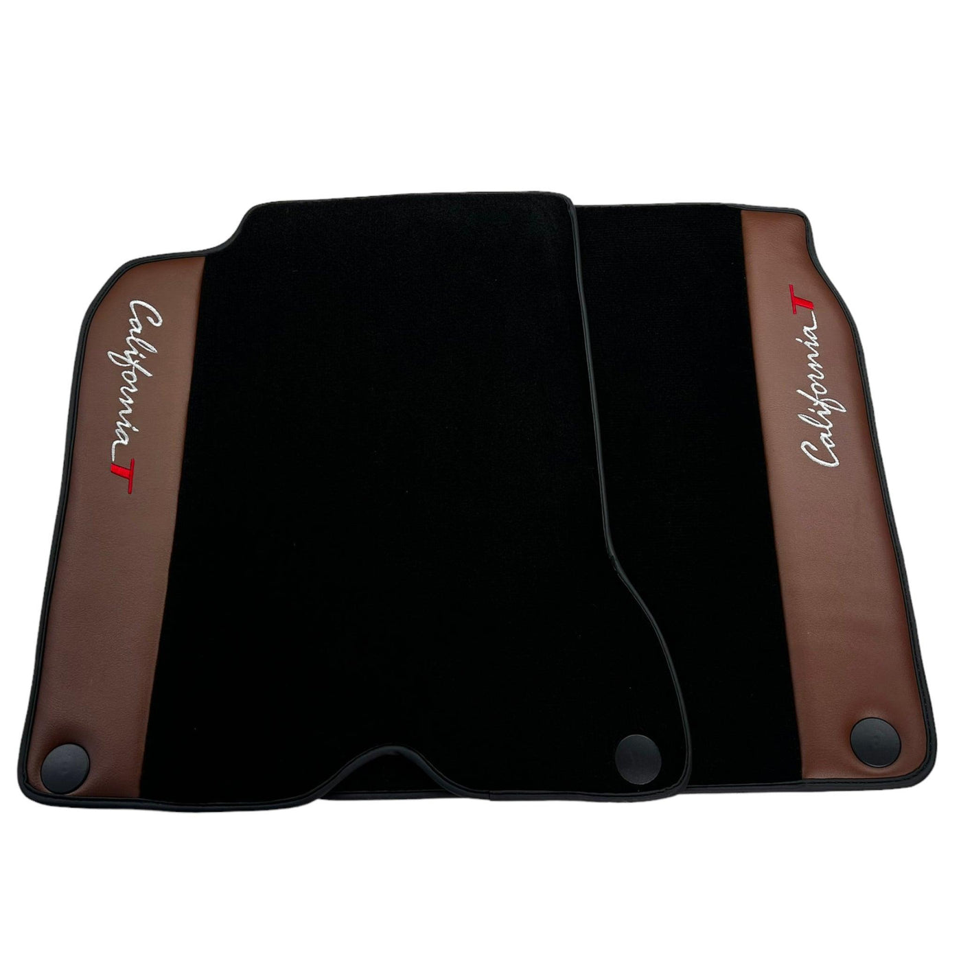 Black Floor Mats For Ferrari California T 2015–2018 with Brown Leather - AutoWin