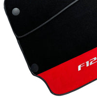 Black Floor Mats for Ferrari F12 TRS (2014) with Red Alcantara Leather - AutoWin