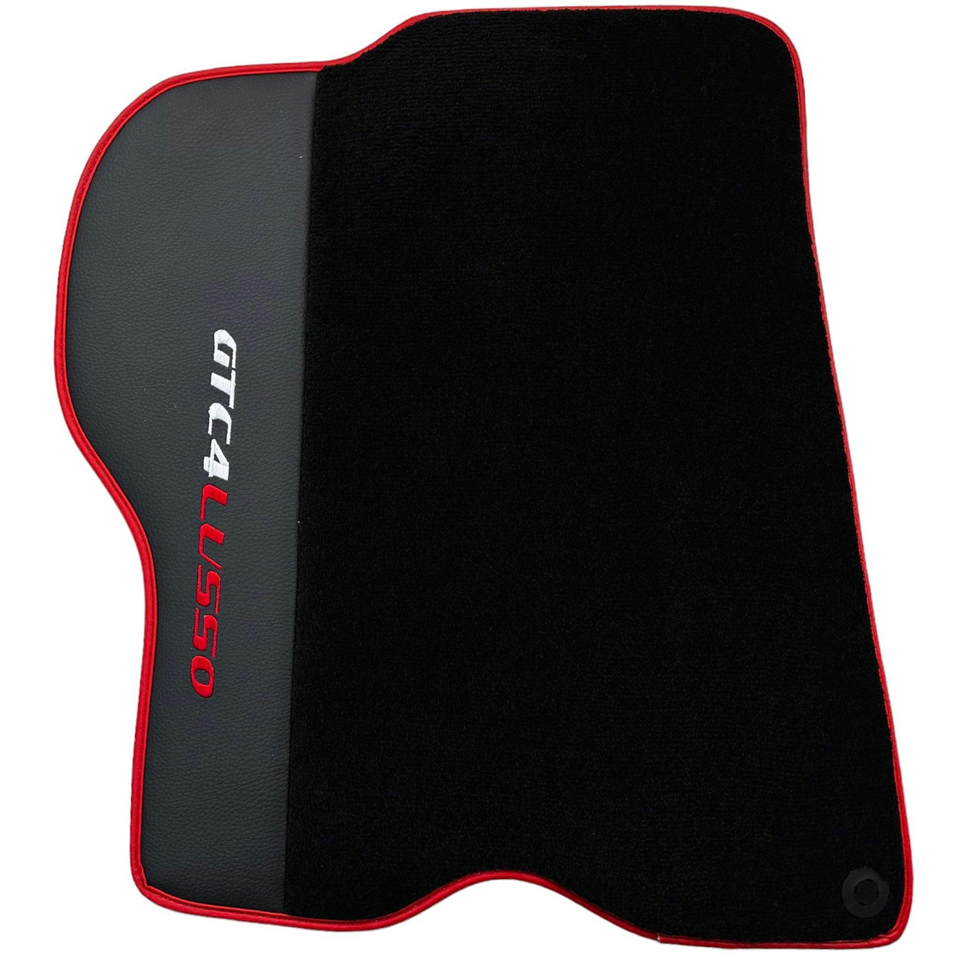 Black Floor Mats For Ferrari GTC4 Lusso (2016-2023) with Leather and Red Trim - AutoWin