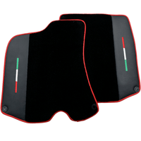 Black Floor Mats For Ferrari Roma (2021-2024) with Leather and Red Trim - AutoWin