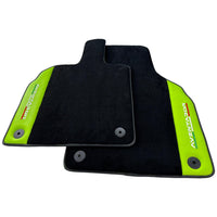 Black Floor Mats for Lamborghini Aventador With Green Leather - AutoWin
