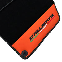 Black Floor Mats for Lamborghini Gallardo With Orange Arancia Mira Nappa Leather - AutoWin