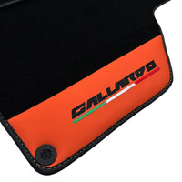 Black Floor Mats for Lamborghini Gallardo With Orange Arancia Mira Nappa Leather - AutoWin