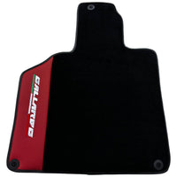 Black Floor Mats for Lamborghini Gallardo With Red Leather - AutoWin
