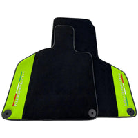 Black Floor Mats for Lamborghini Huracan 2014-2023 With Green Leather - AutoWin