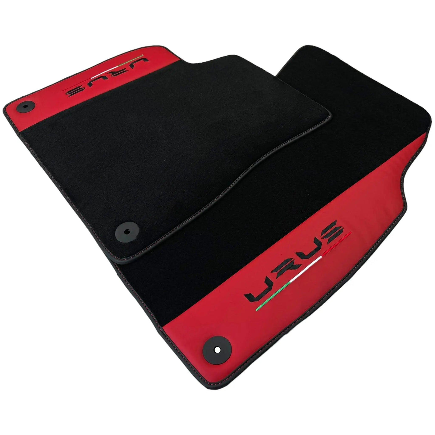 Black Floor Mats for Lamborghini Urus with Red Nappa Leather - AutoWin