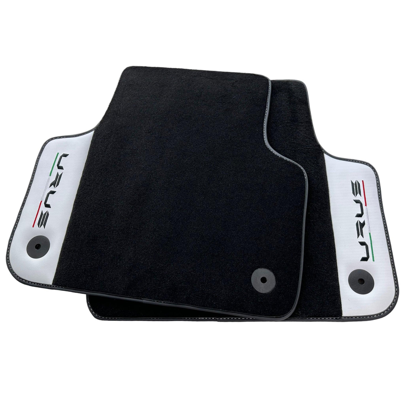 Black Floor Mats for Lamborghini Urus With White Leather - AutoWin