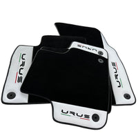 Black Floor Mats for Lamborghini Urus With White Leather - AutoWin