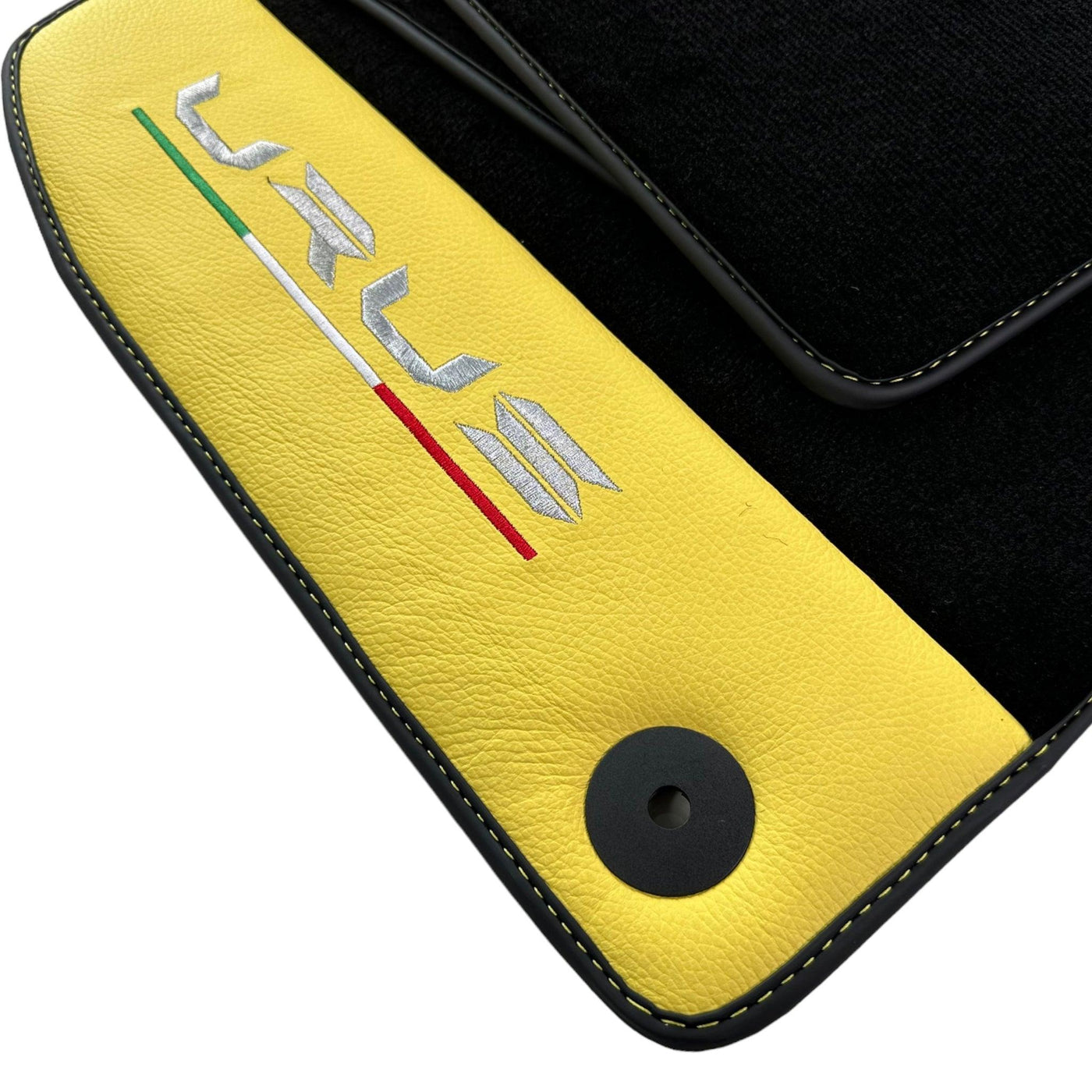 Black Floor Mats for Lamborghini Urus With Yellow Leather - AutoWin