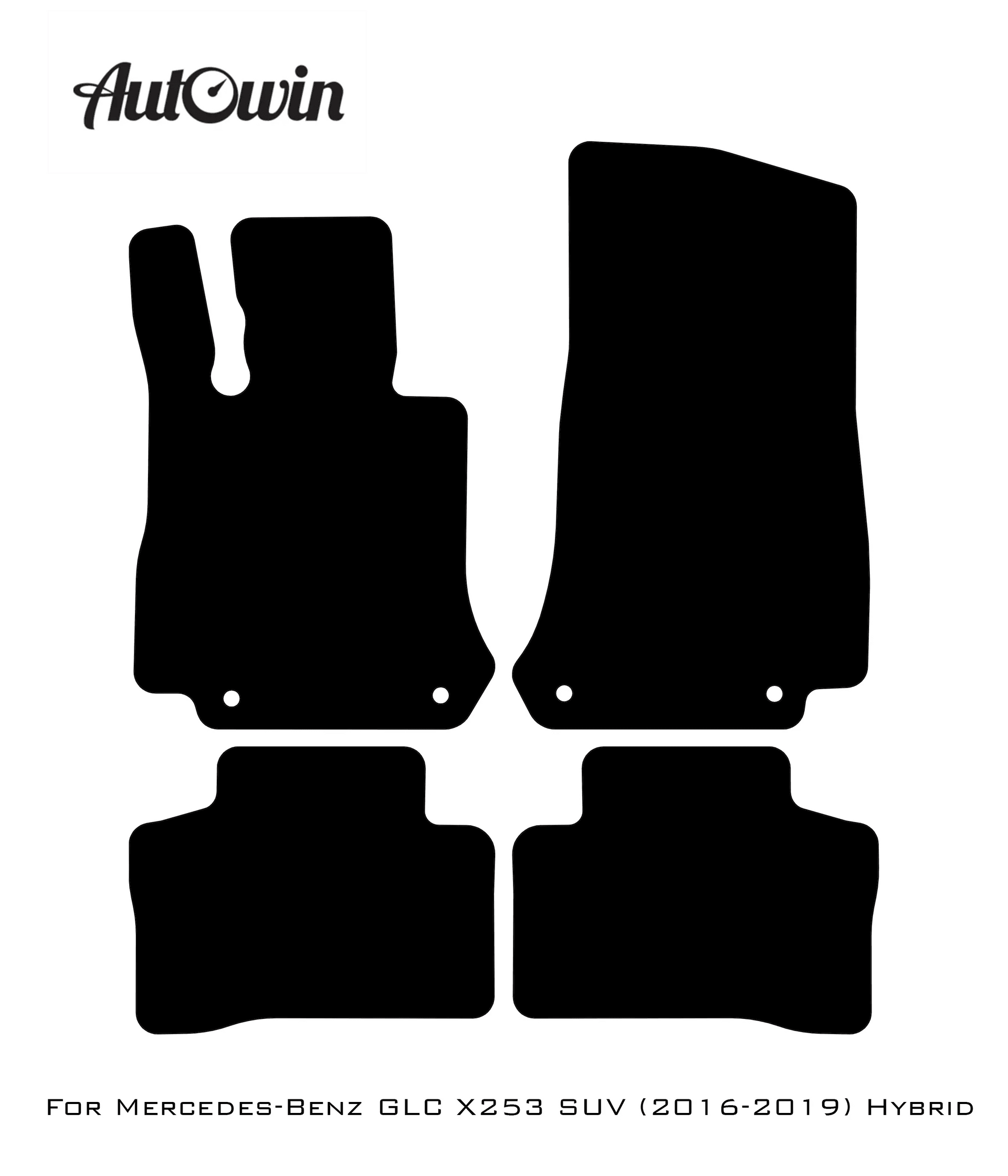 Black Floor Mats For Mercedes Benz GLC-Class X253 SUV (2016-2019) Hybrid | Limited Edition - AutoWin