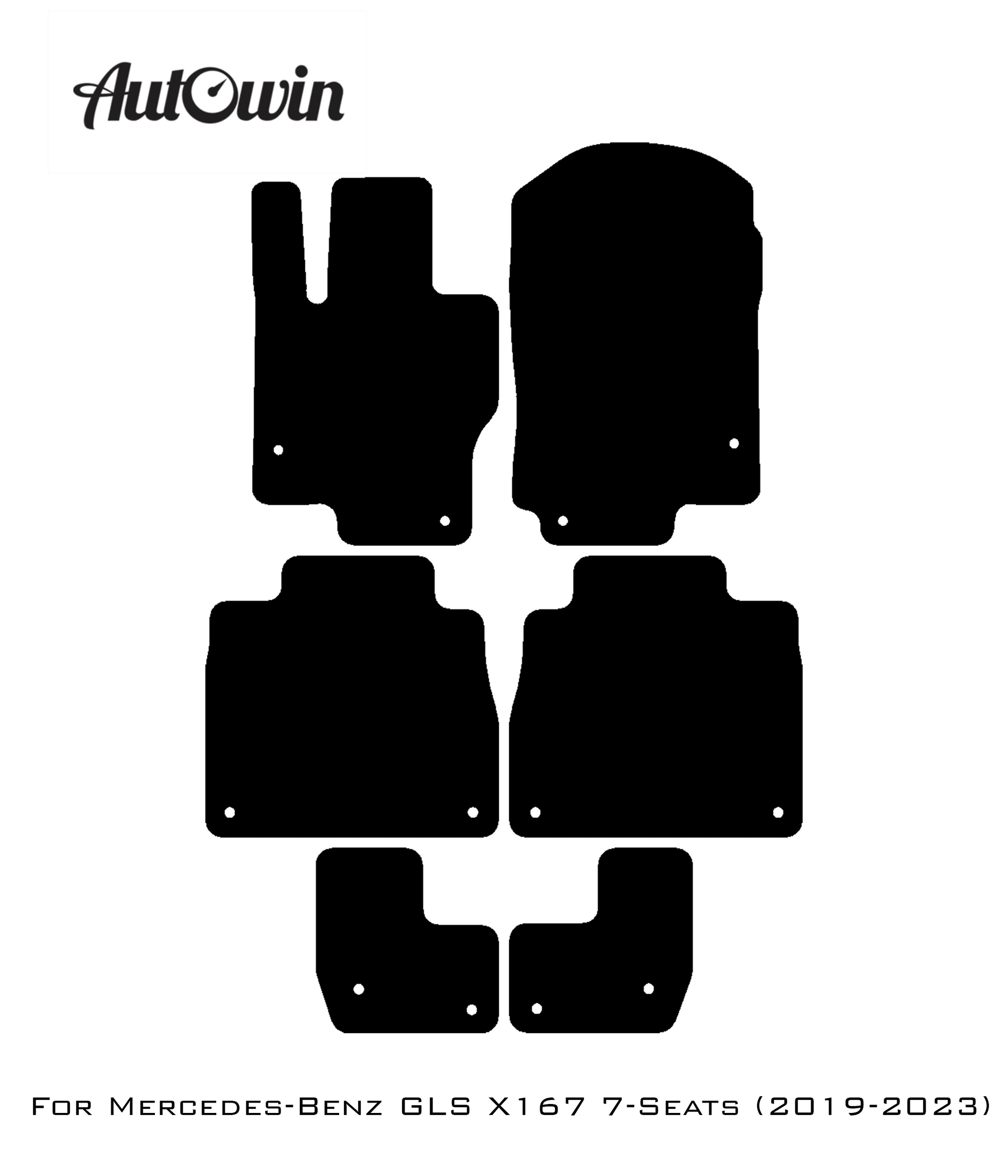 Black Floor Mats For Mercedes Benz GLS-Class X167 (2019-2023) | Limited Edition - AutoWin