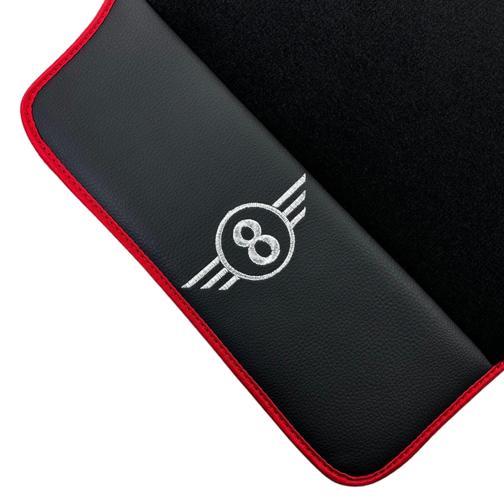 Black Floor Mats for Mini Cooper F56 (2013-2022) with Leather and Red Trim - AutoWin