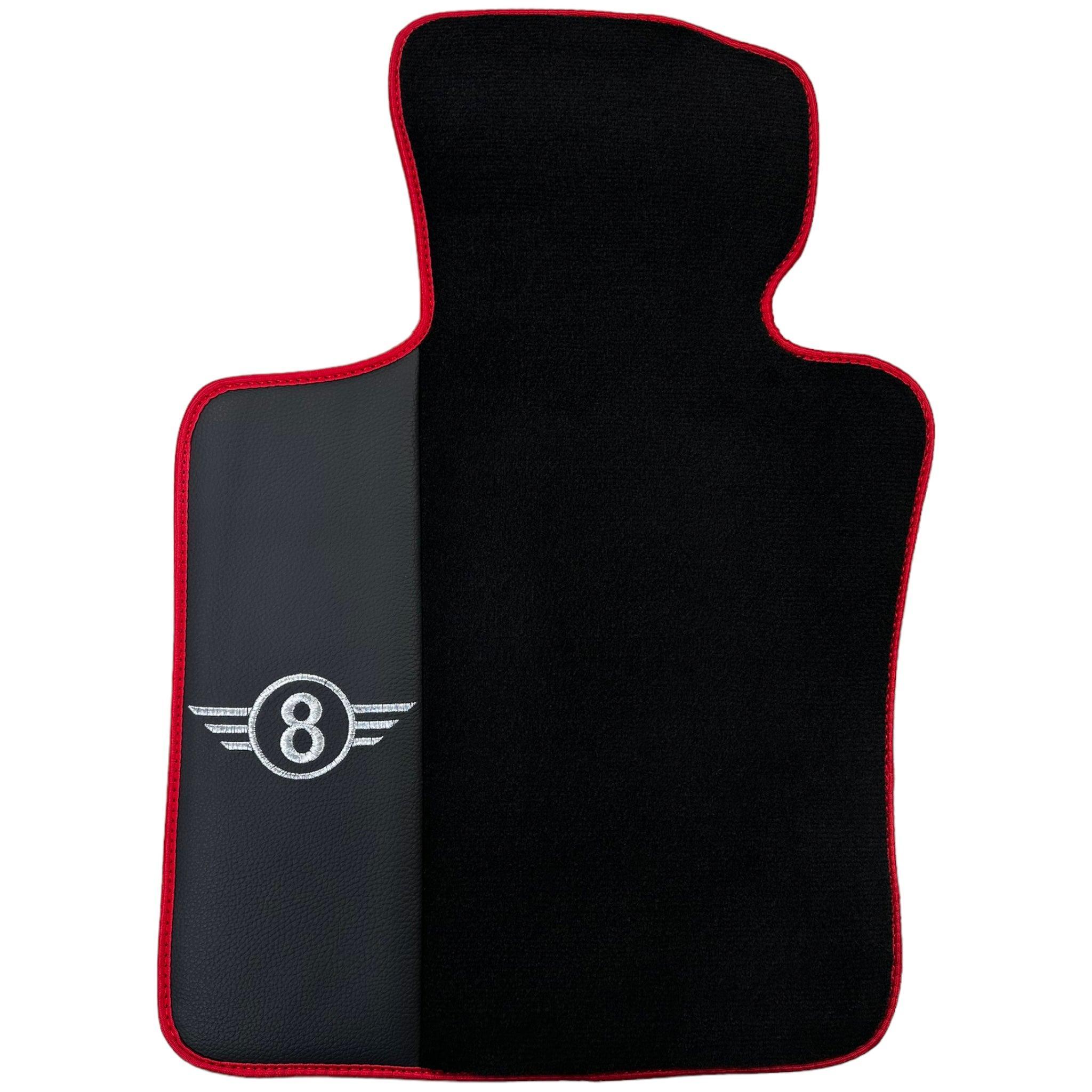 Black Floor Mats for Mini Cooper F56 (2013-2022) with Leather and Red Trim - AutoWin