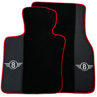 Black Floor Mats for Mini Cooper / One F55 5-doors (2015-2023) With Leather | Red Trim - AutoWin