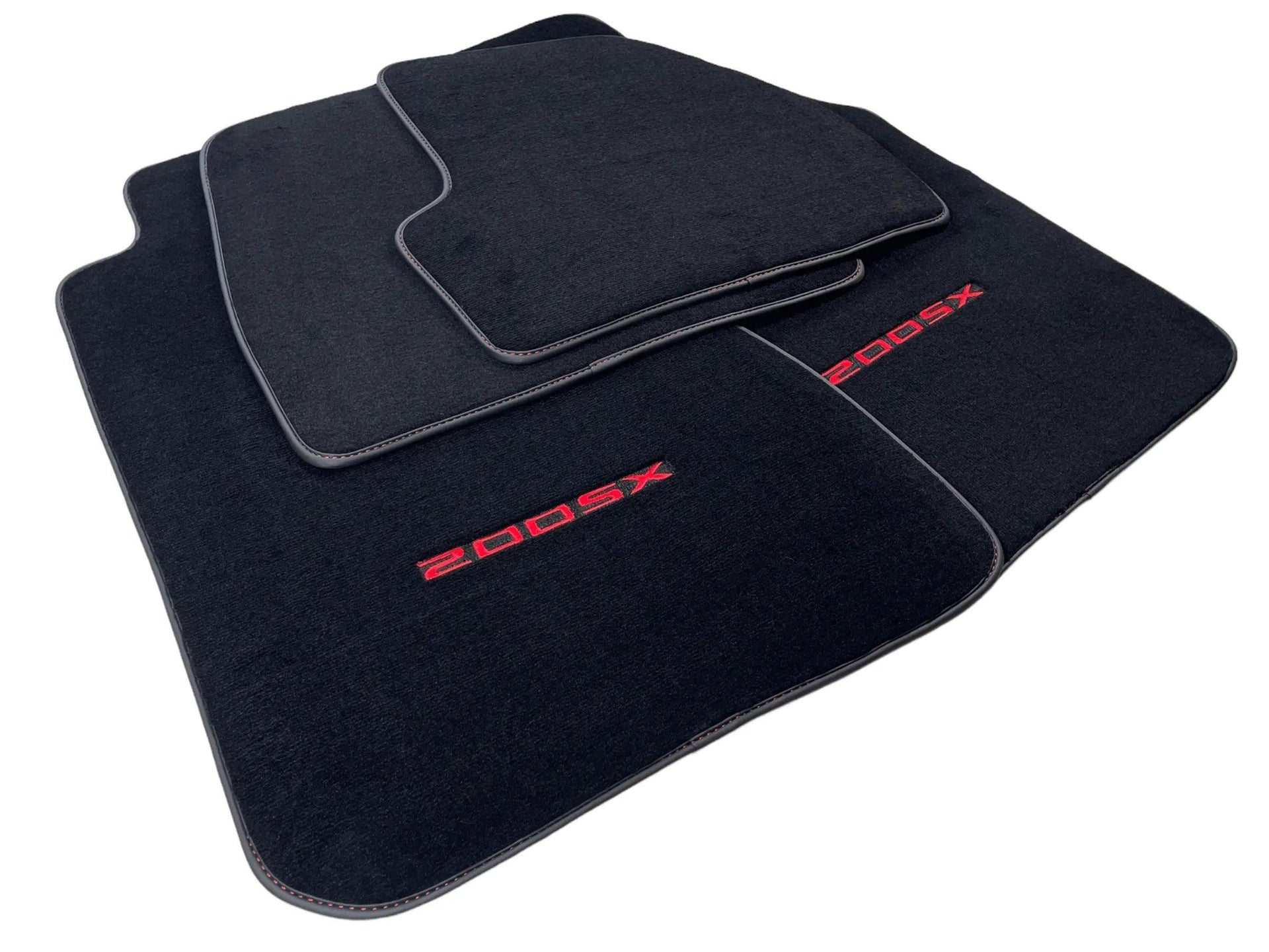 Black Floor Mats For Nissan 200 SX (1989-1994) With Red Logo - AutoWin