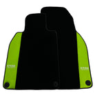 Black Floor Mats for Porsche 718 Cayman (2017-2023) with Green Leather ER56 Design - AutoWin