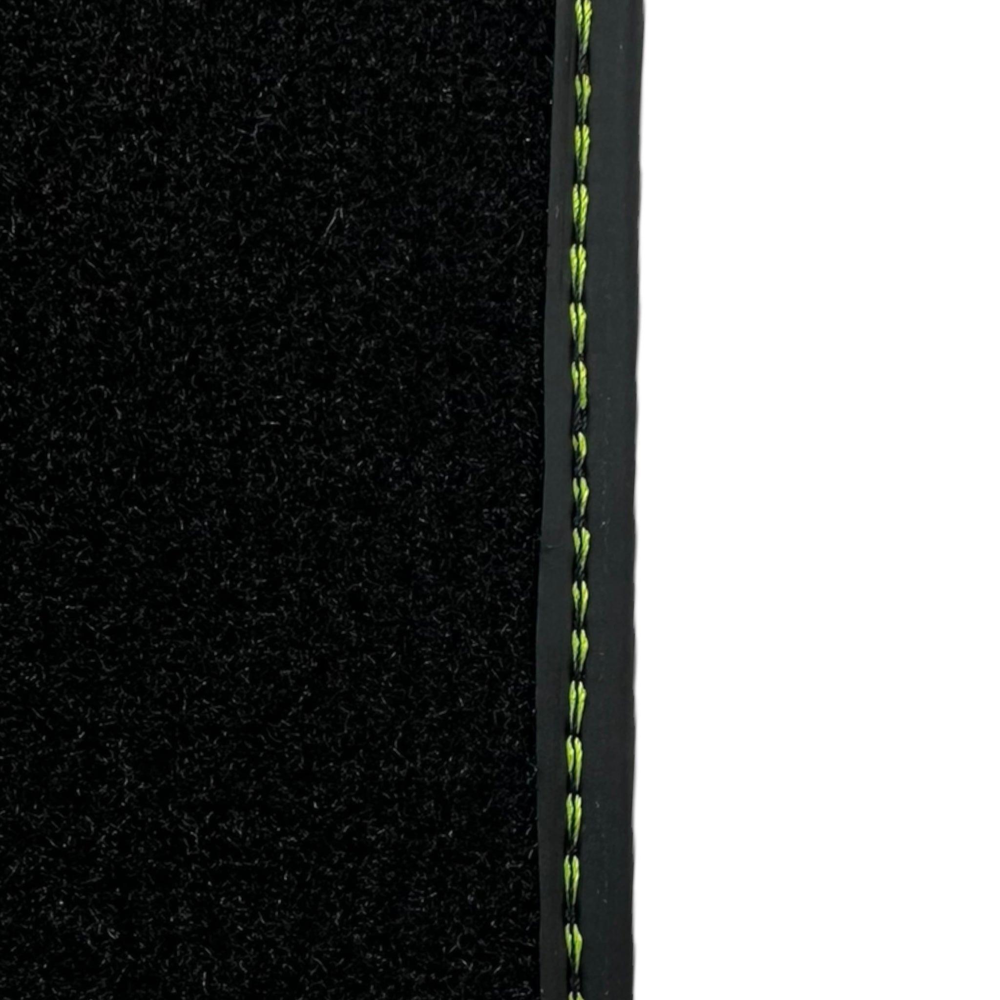 Black Floor Mats for Porsche 911 - 992 (2019-2024) with Green Leather ER56 Design - AutoWin