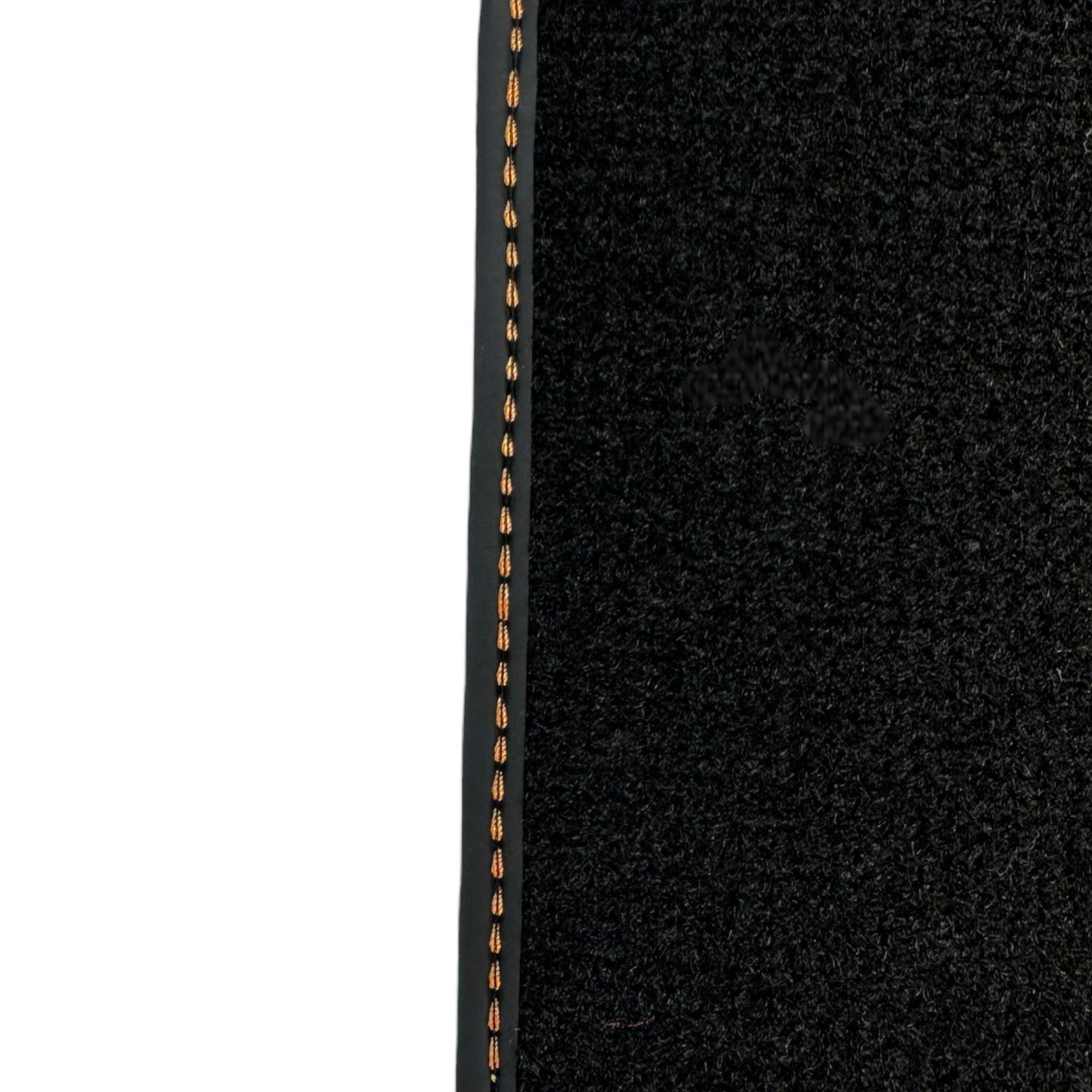 Black Floor Mats for Porsche Cayenne (2018-2023) with Orange Alcantara Leather ER56 Design - AutoWin