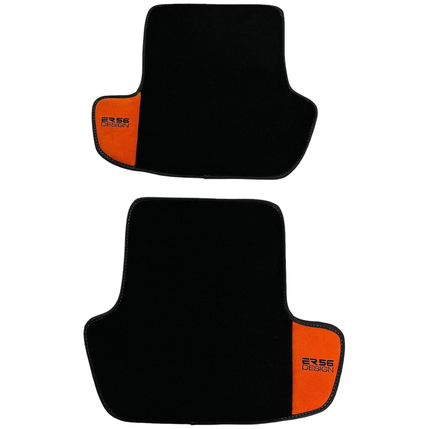 Black Floor Mats for Porsche Macan (2014-2023) with Orange Alcantara Leather ER56 Design - AutoWin