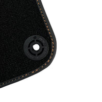 Black Floor Mats for Porsche Taycan (2019-2023) with Orange Alcantara Leather ER56 Design - AutoWin