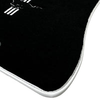 Black Floor Mats with White Trim For Ford Mustang V (2004-2010) With Pony - AutoWin