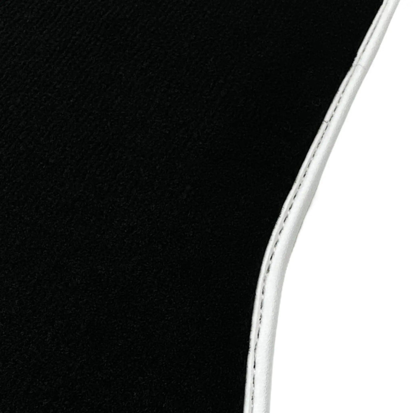 Black Floor Mats with White Trim For Ford Mustang VI (2015-2023) With Pony - AutoWin