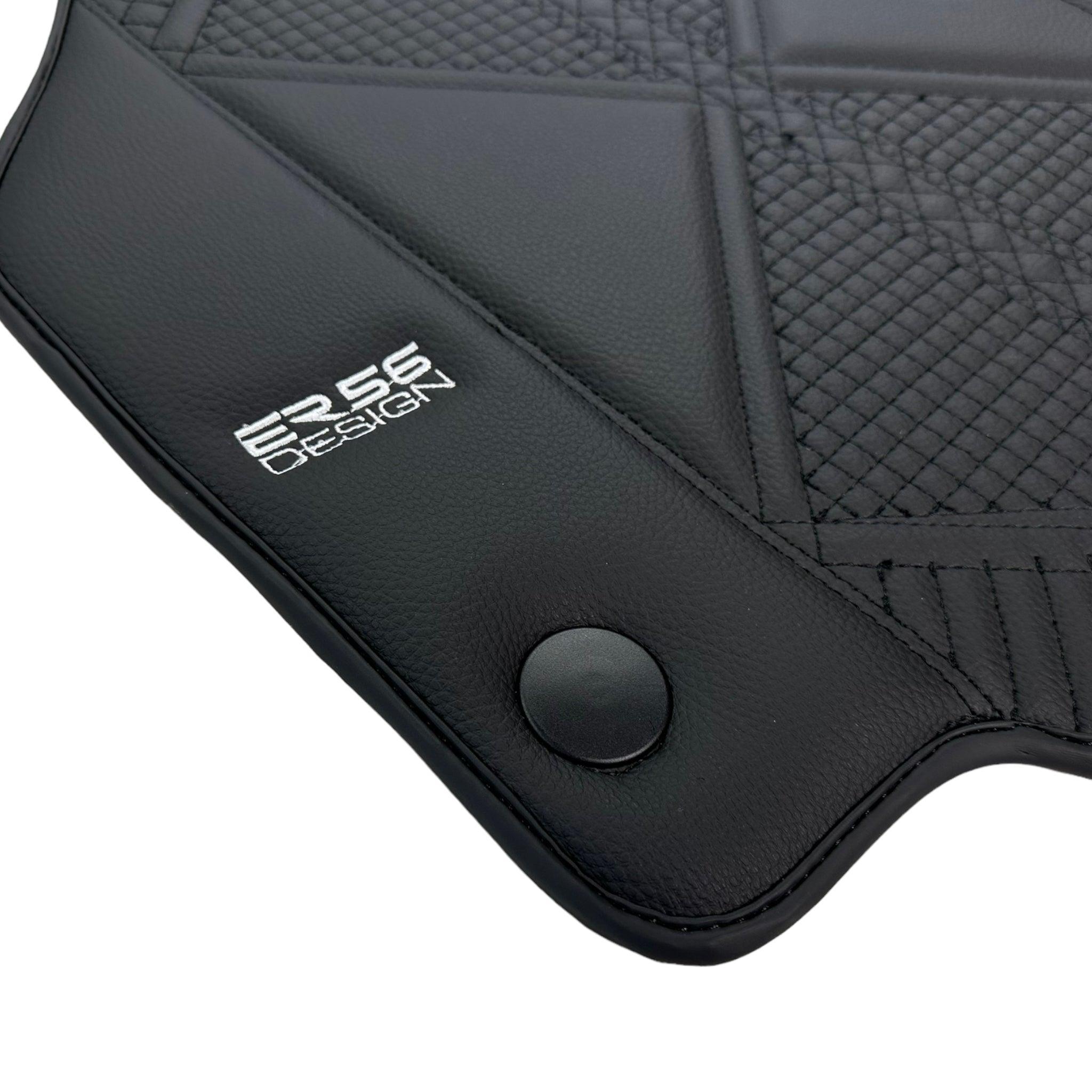 Black Leather Floor Mats For Ferrari 458 GT2 (2012-2015) ER56 Design - AutoWin
